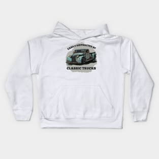 Easily Distracted by Classic Trucks Kids Hoodie